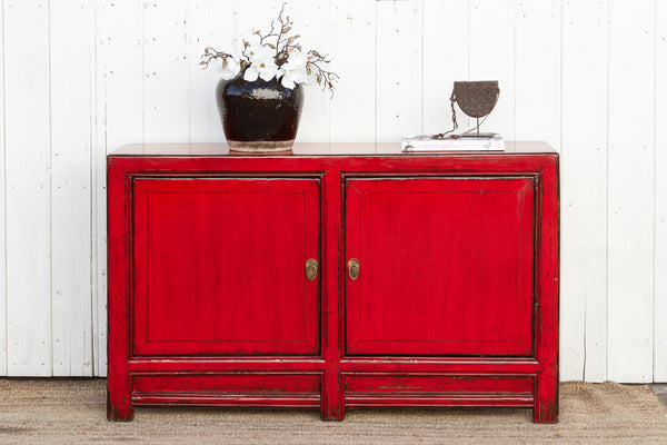Radiant Red Asian Buffet Cabinet