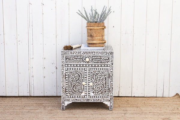 Graphite Mother of Pearl Inlay Night Stand