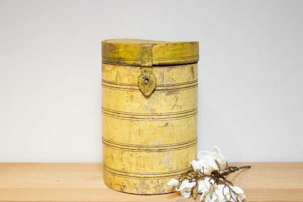 Rare Antique Wood Drum Container