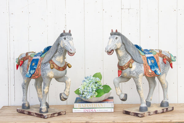 Pair of Midcentury Inlay veneer Horses