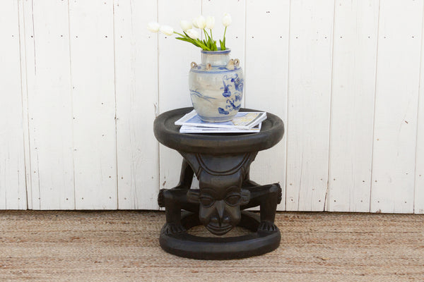 Ebonized Tribal African End Table