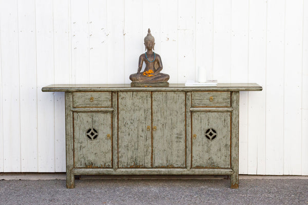 Gray Lacquered Asian Sideboard