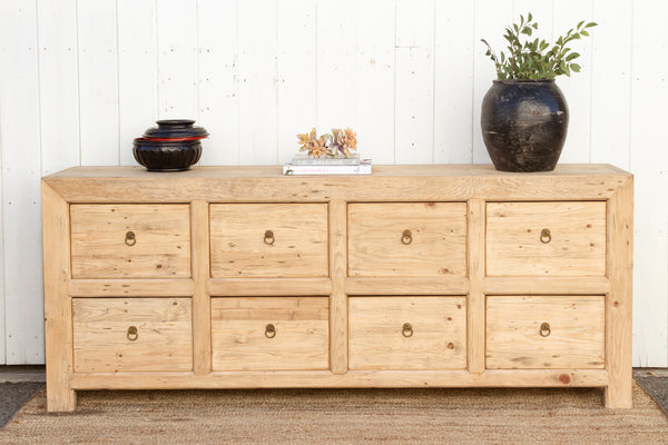 Long Reclaimed Wood 8-Drawer Dresser