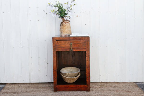 Antique Chinese Elm Open Cabinet