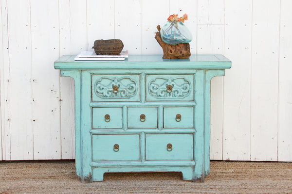 Ming Style Turquoise Chest of Drawers