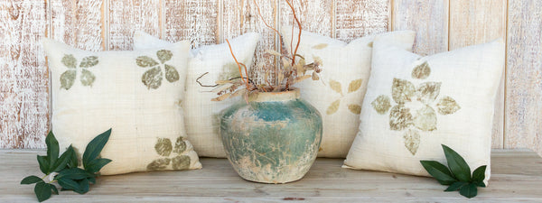 Leaf Printed Organic Silk Pillows