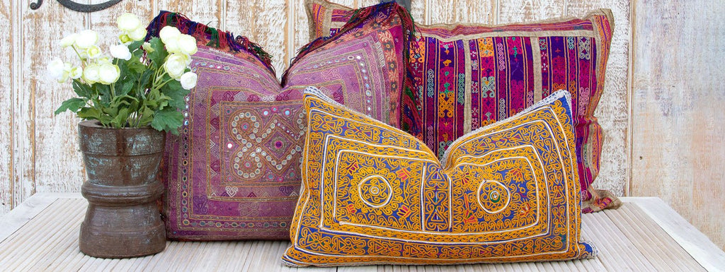 Antique Thar Silk Embroidered Pillows - DE-COR | Globally Inspired