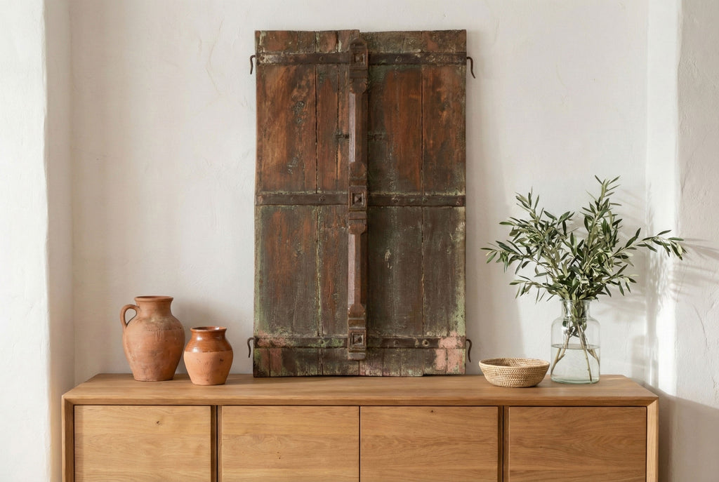 19th Century Rustic Indian Teak Window/Wall Art