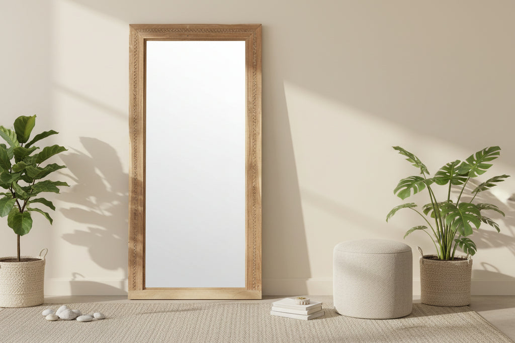 19th Century Charming Indo-French Tall Mirror