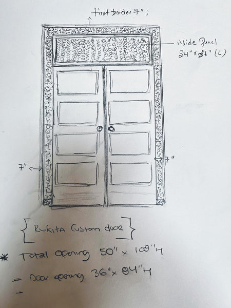 Custom Large Finely Carved Door Frame w/ Paneled Double Doors
