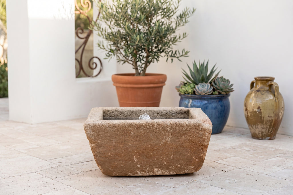 Antique Carved Sandstone Rustic Zen Fountain