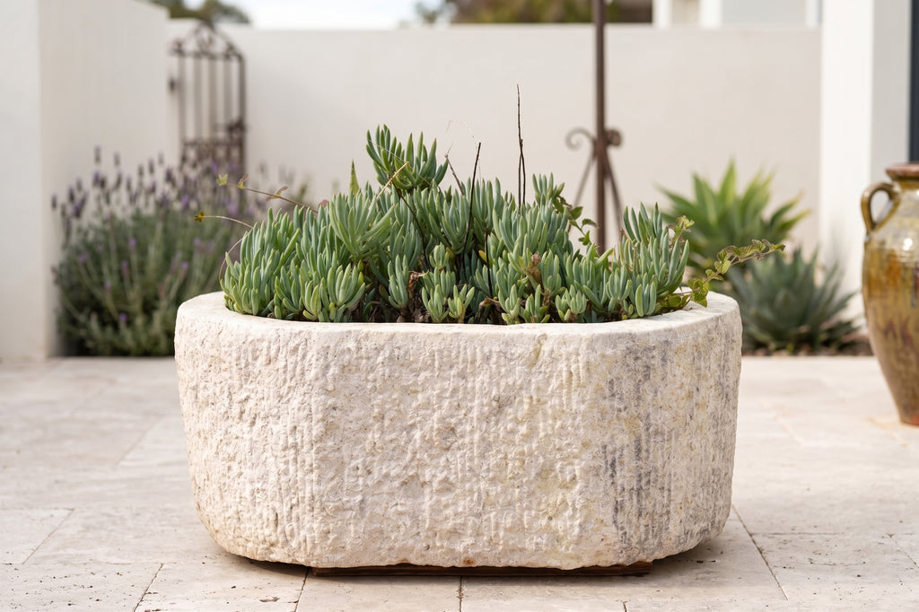Monumental Chiseled Alabaster Marble Basin (Trade)