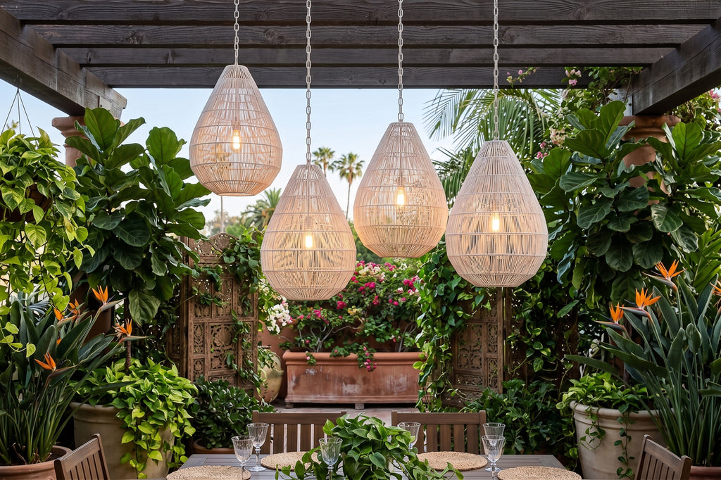 Luminous Metal Frame Tiered Laced Pendant Lantern