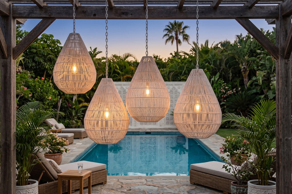 Luminous Metal Frame Tiered Laced Pendant Lantern