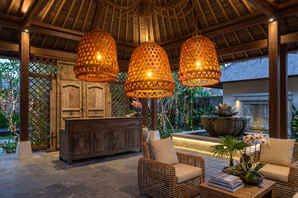 Lombok Handwoven Bamboo Bell Pendant