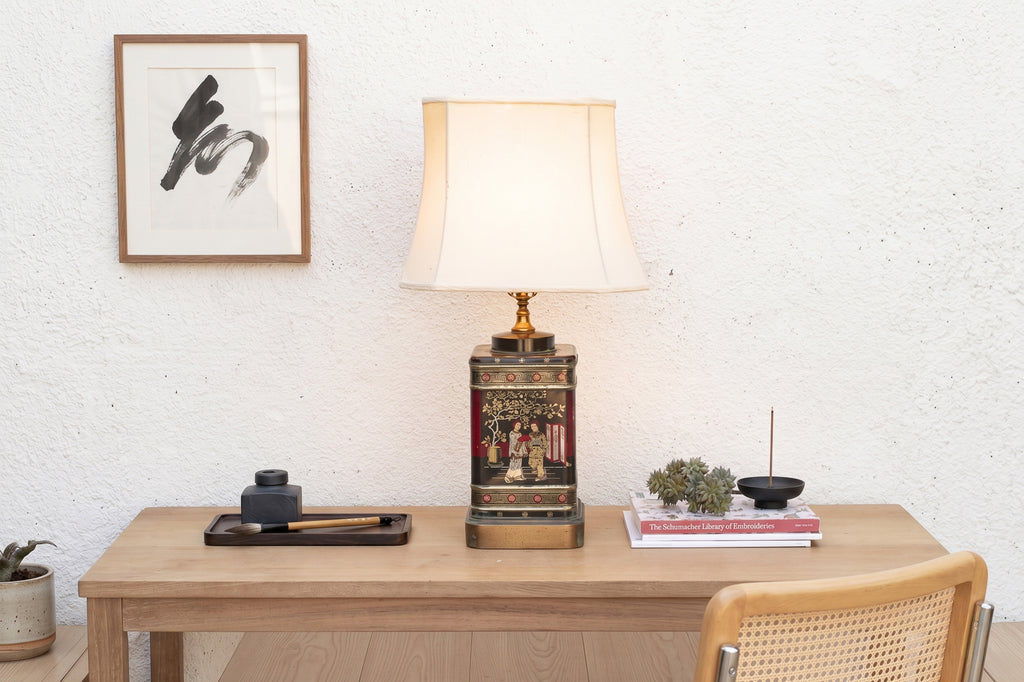 Antique Canton Tea Merchant Tin Lamp
