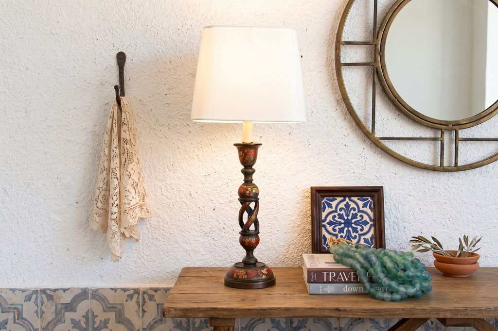 Antique Srinagar Floral Barley Twist Lamp (Trade)