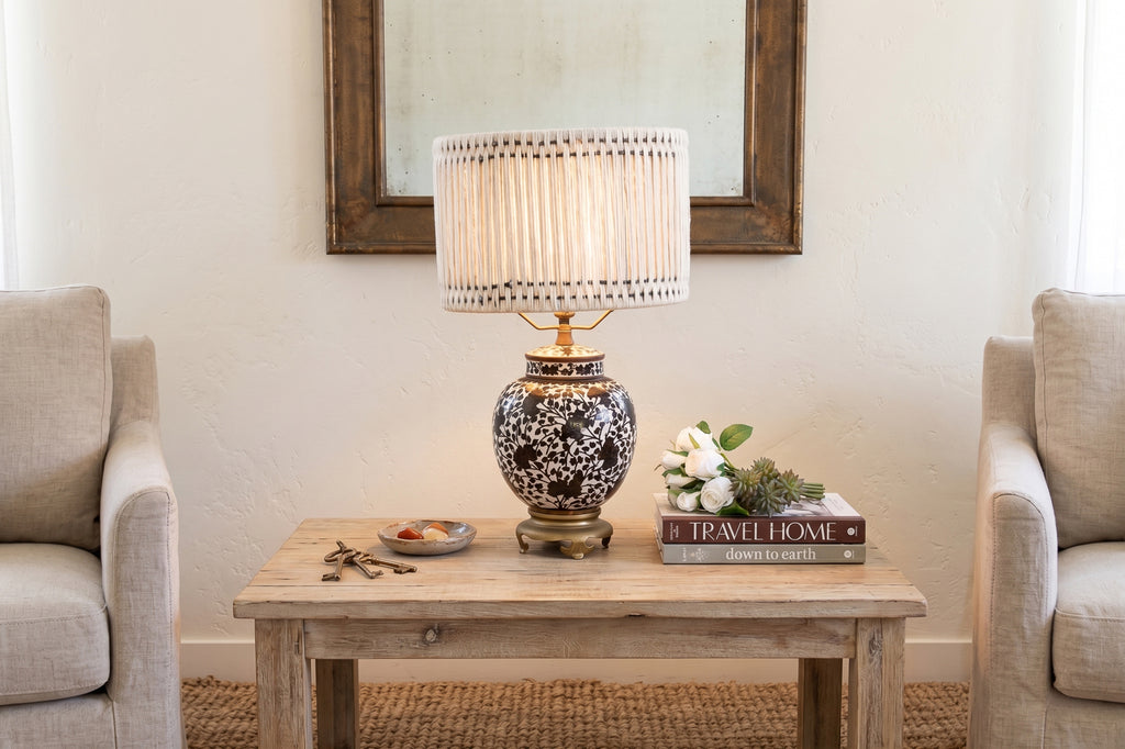 Vintage Midnight Floral Blossom Table Lamp (Trade)