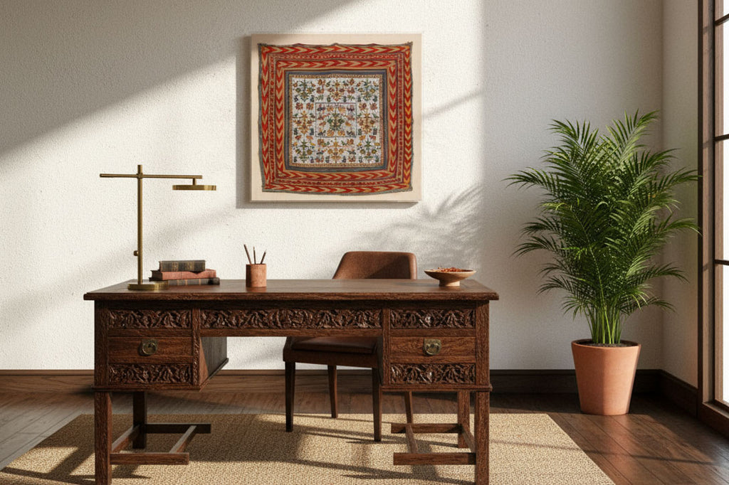 Fine Tree of Life Gujarat Framed Textile