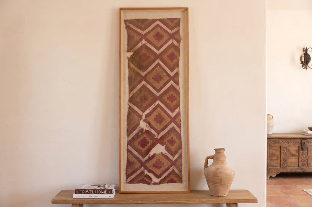 Large Chancay Pre-Columbian Antique Framed Textile Art