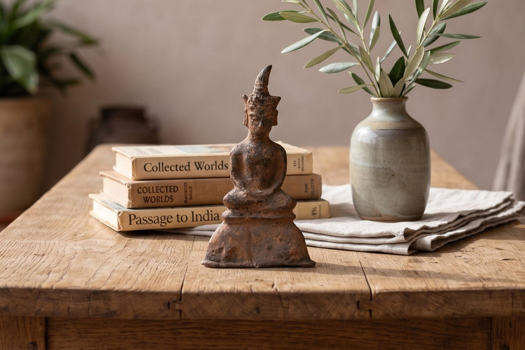 Ancient Laos Artifact Style Bronze Miniature Buddha (Trade)