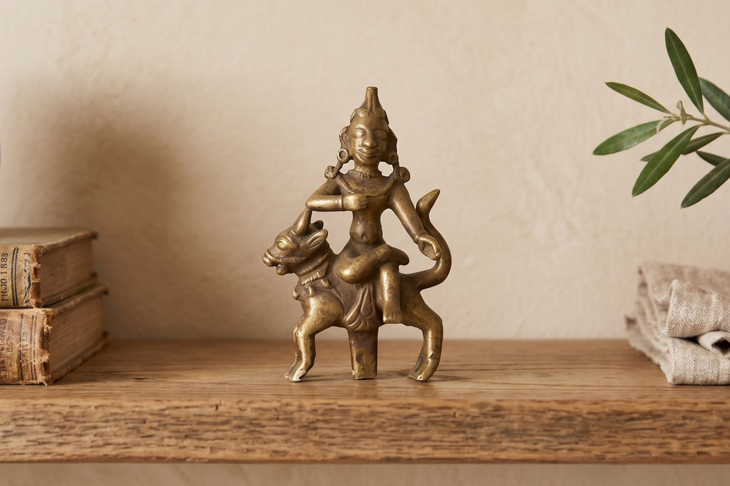Antique Bronze Deity Figure on Nandi Bull (Trade)