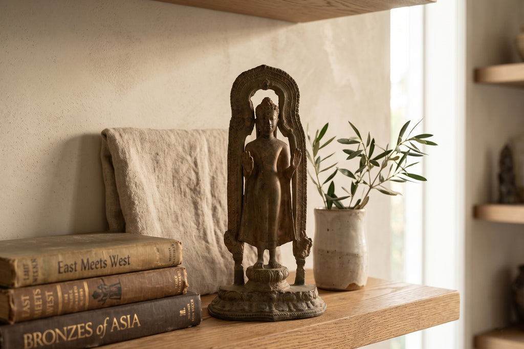 Exceptional Bronze Standing Buddha Shrine (Trade)