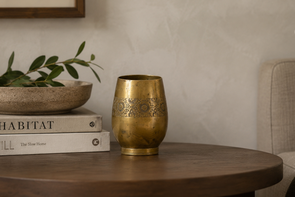 Kashmiri Brass Floral Engraved Cup