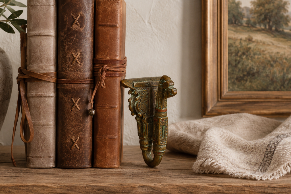 Finely Engraved Antique Brass Hook