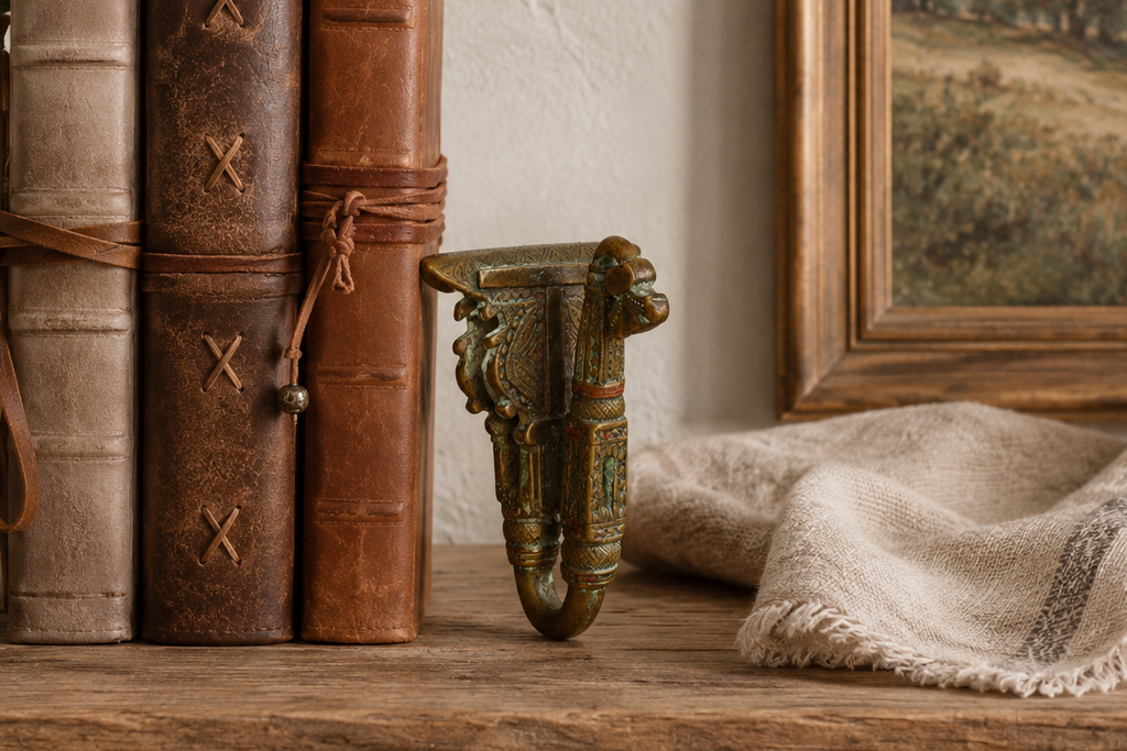 Finely Engraved Antique Brass Hook (Trade)