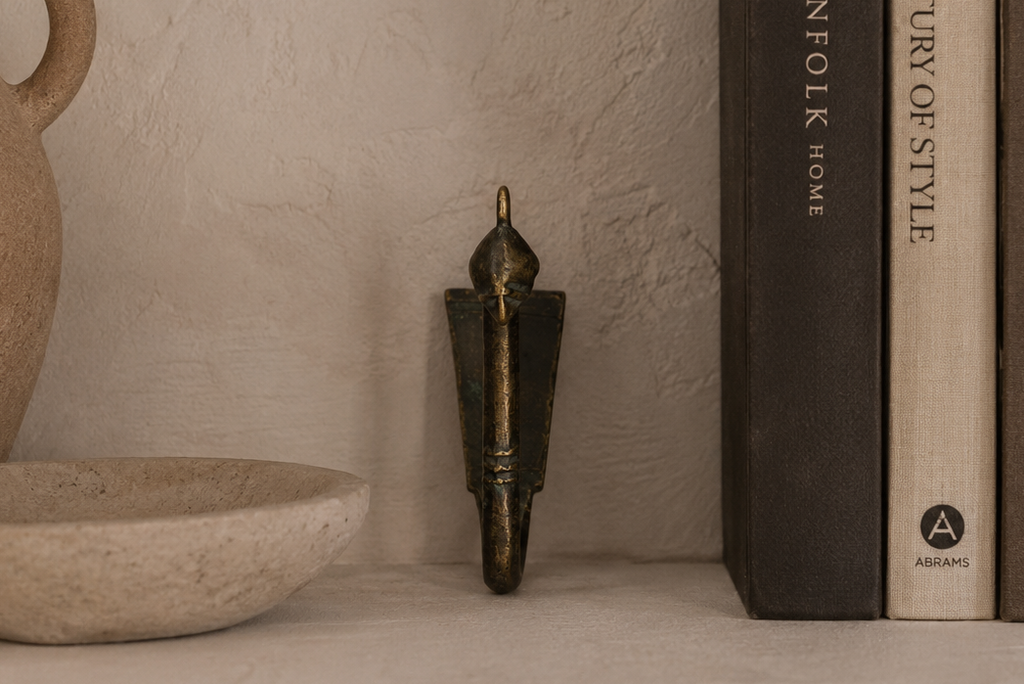 Slim Tribal Aged Brass Hook