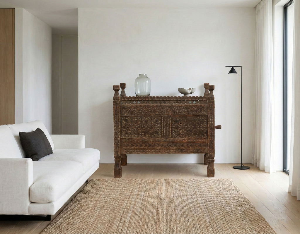 Antique Finely Carved Swat Valley Chest Cabinet