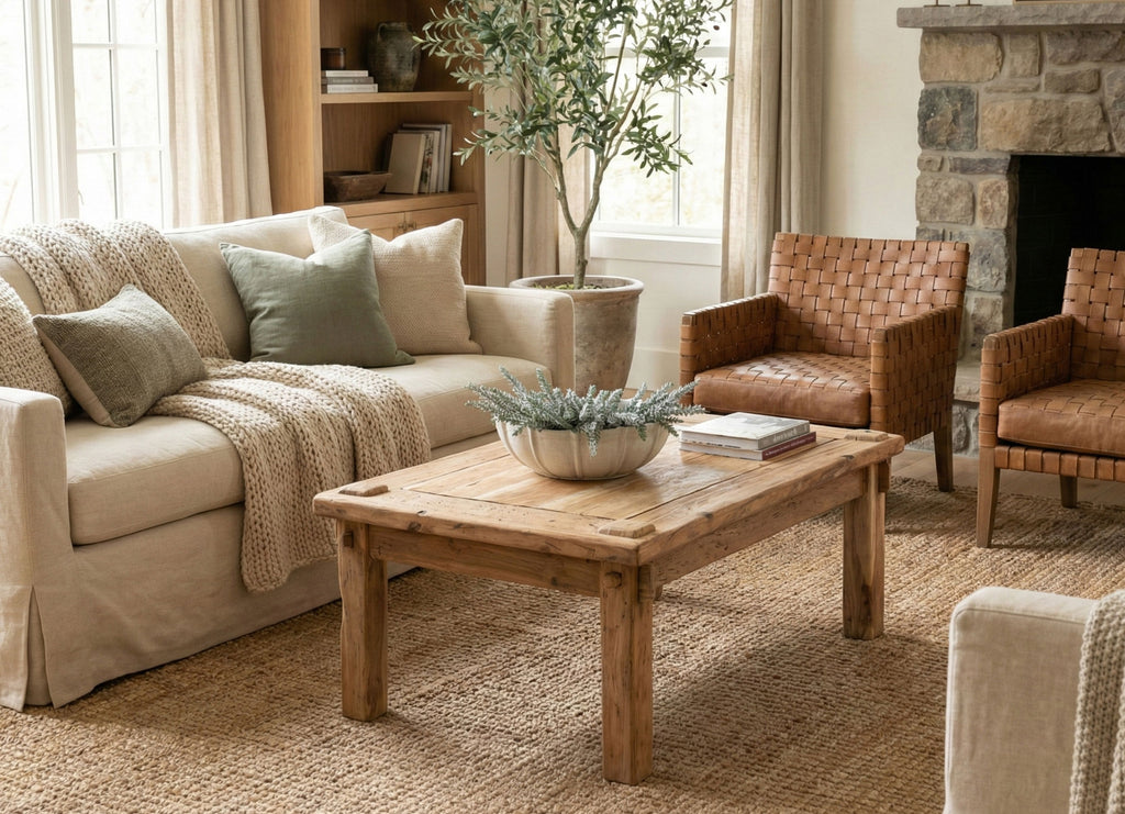 Primitive Raw Teak Wood Coffee Table (Trade)