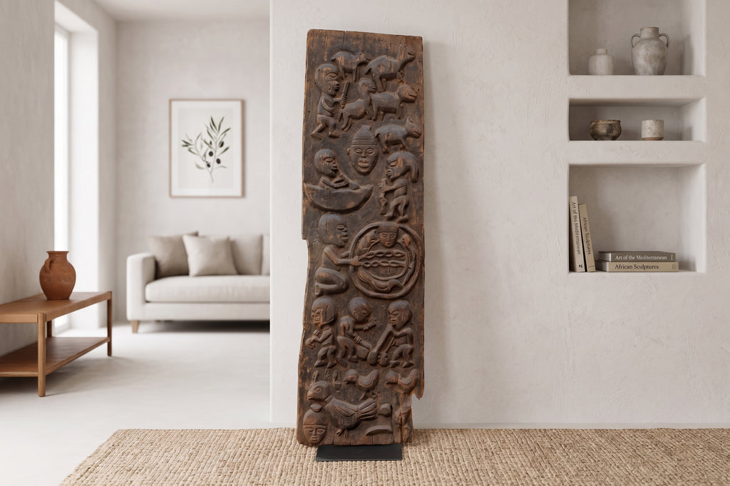 Ancient Carved Yoruba Figurative African Door (Trade)