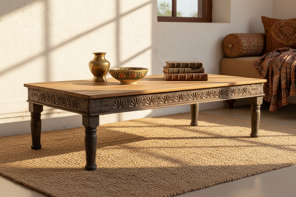 Long Antique Indian Takhat Teak Coffee Table (Trade)