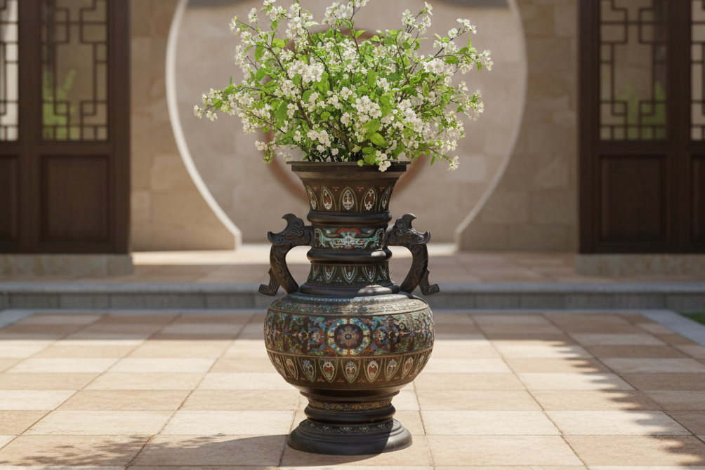 Massive Chinese Cloisonne Enamel Floor Vase (Trade)