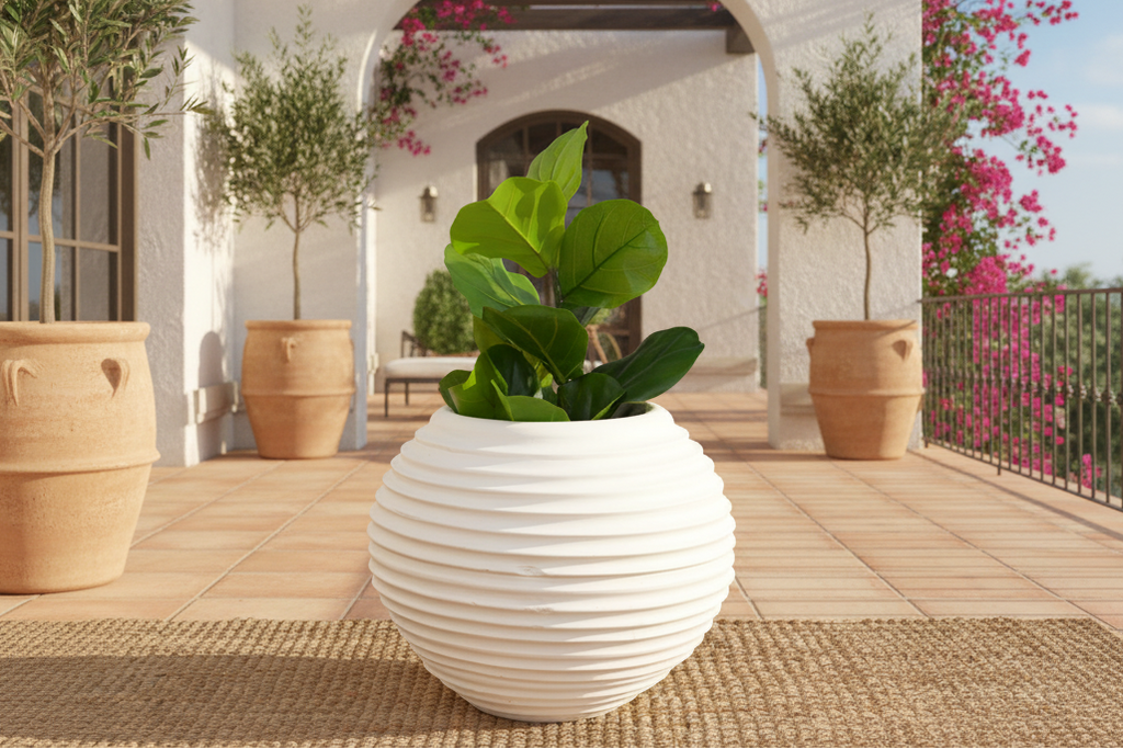 Sculptural Greek Sphere Shaped Planter (Trade)