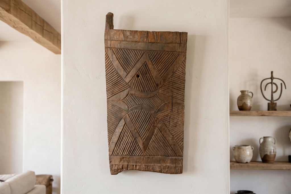Antique African Radiating Sunburst Carved Door