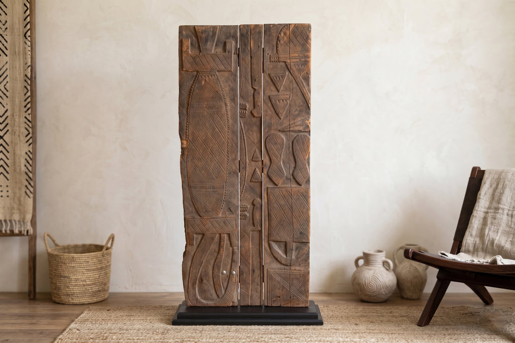 Finely Carved Antique African Nupe Door