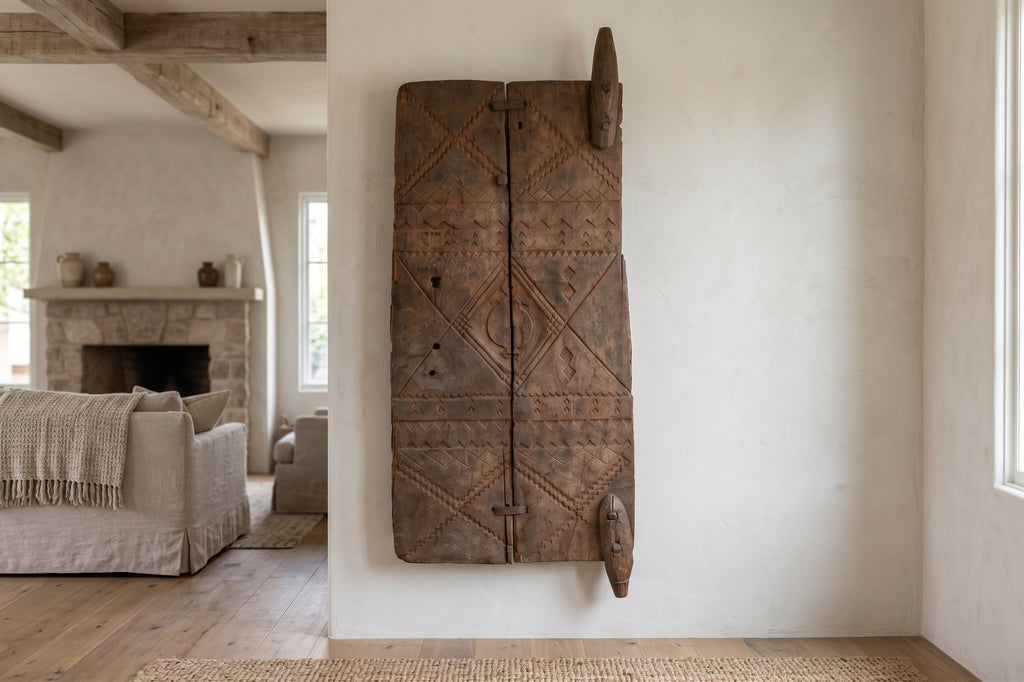 Ancestral Lizard Guardian Antique African Door
