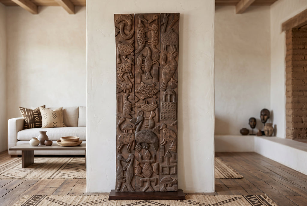 Animal Motif Carved Vintage Nupe Panel (Trade)