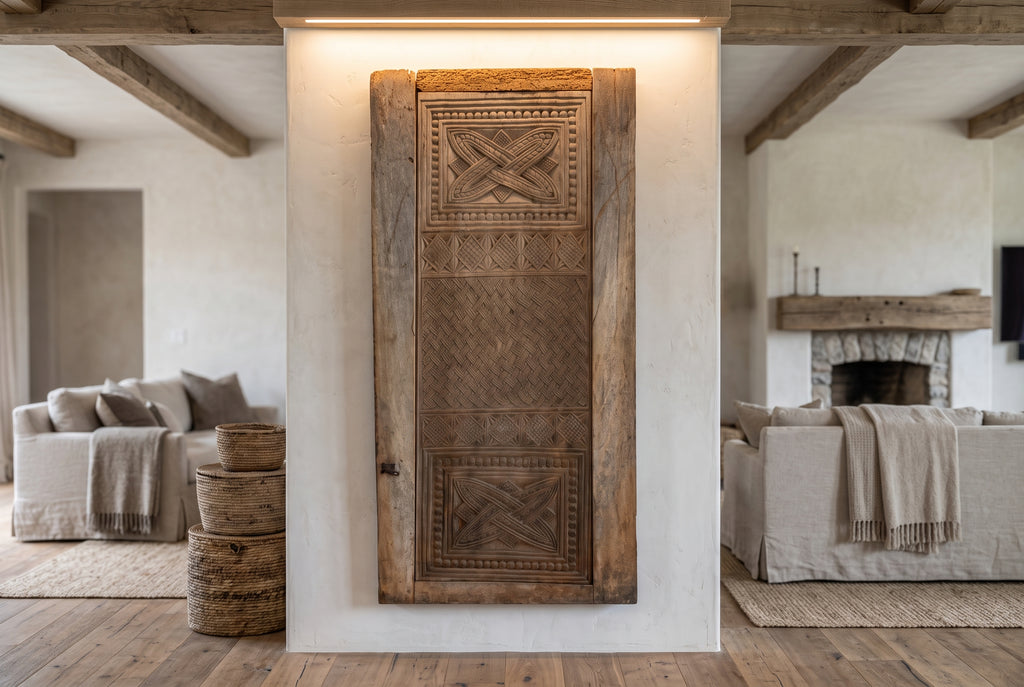 Oxidized Gray Early 20th Century Carved Door (Trade)