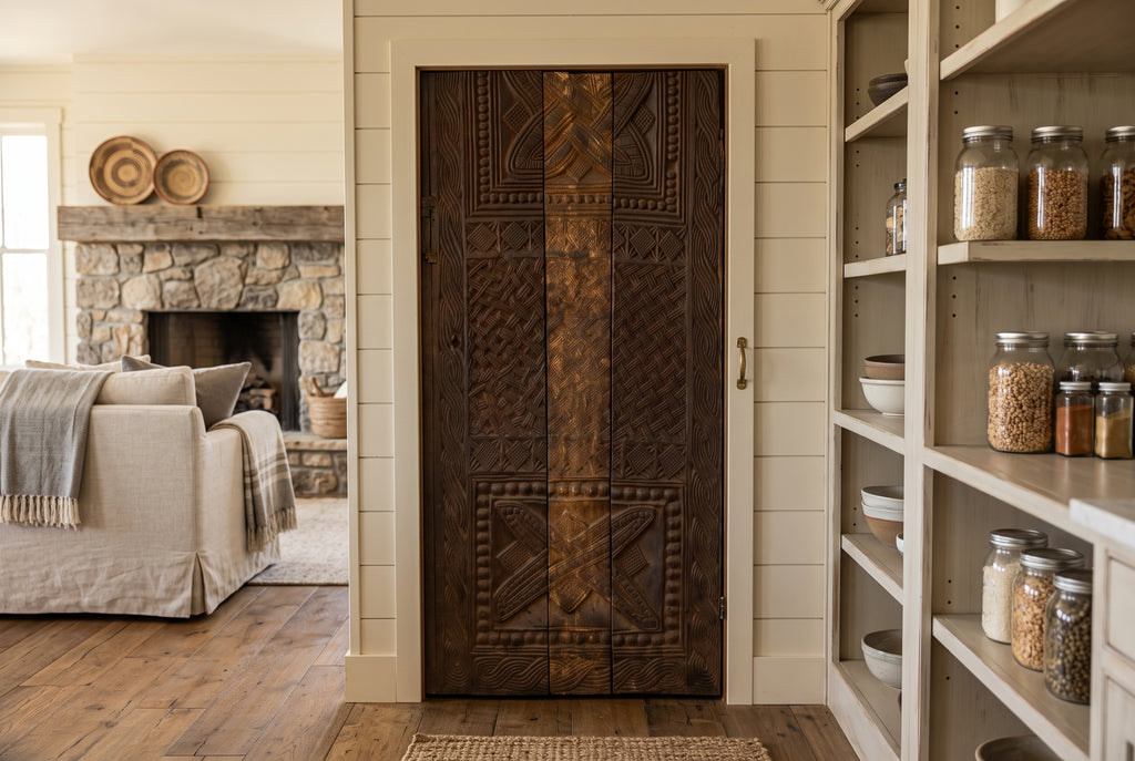 Antique Knot & Lattice Carved Igbo Door