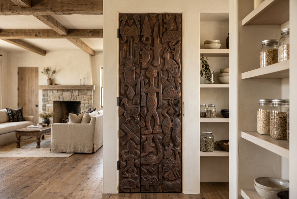 Mid-Century Carved Nupe Guardian Door Panel (Trade)