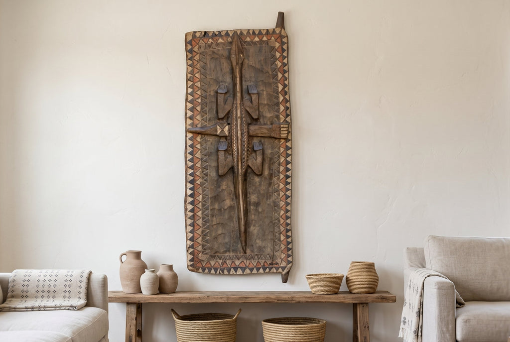 Rare High Relief Sculptural Crocodile Door