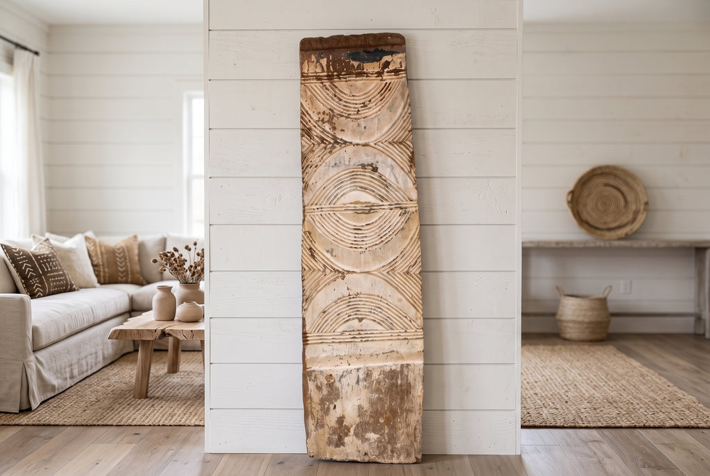 19th Century Chalk White Carved African Panel