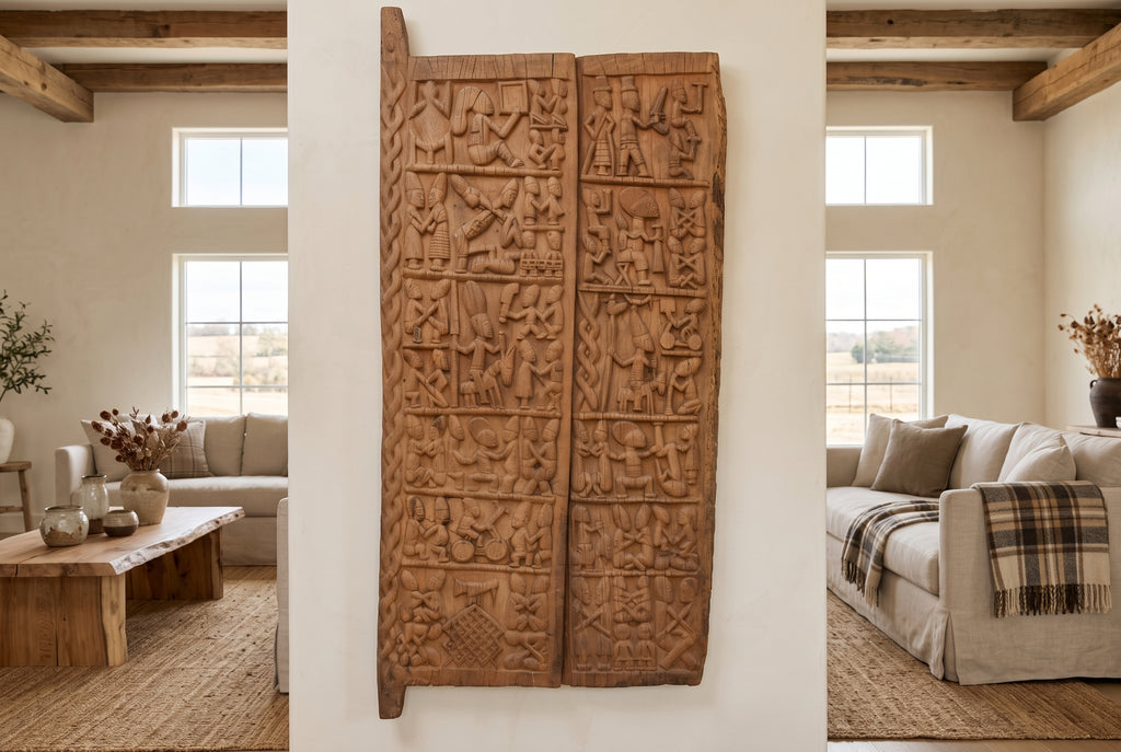 Grand Finely Carved Yoruba Panel Palace Door (Trade)