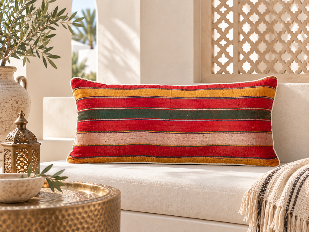 Kora Striped Mashru Lumbar Pillow
