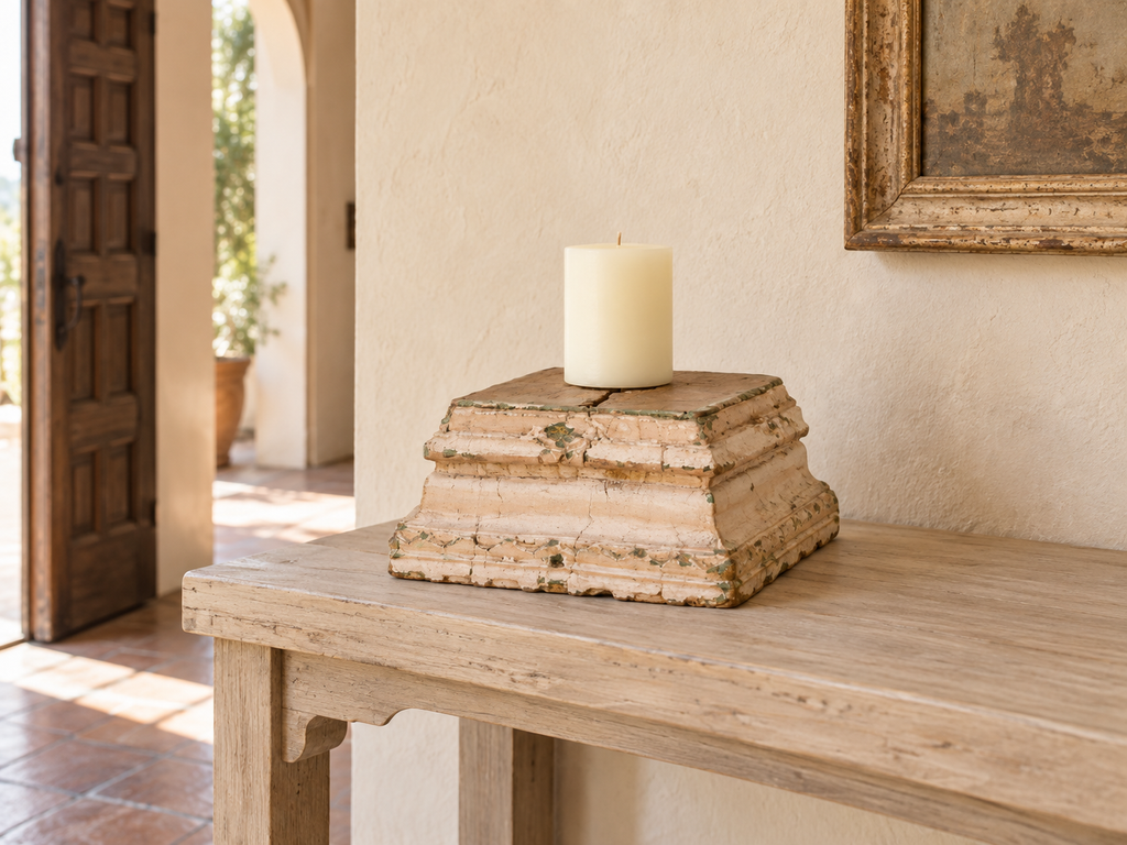 Antique Painted Pastel White Column Base