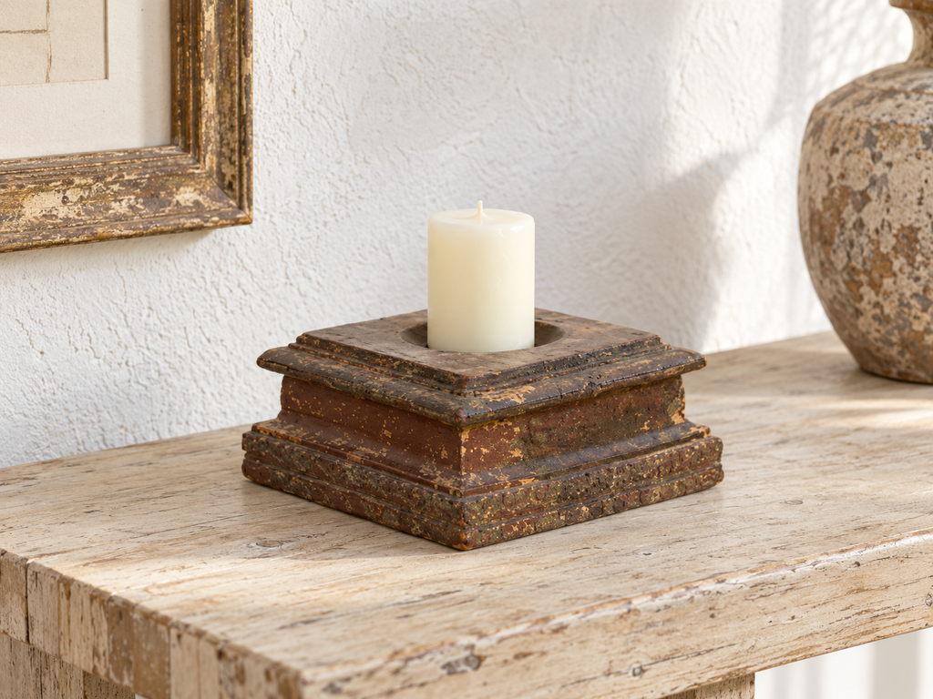Weathered Indian Teak Architectural Plinth